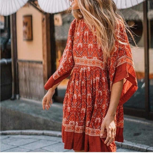 R.Vivimos Summer Cotton Half‎ Sleeve Casual Loose Bohemian Floral Tunic Dress - Picture 2 of 10